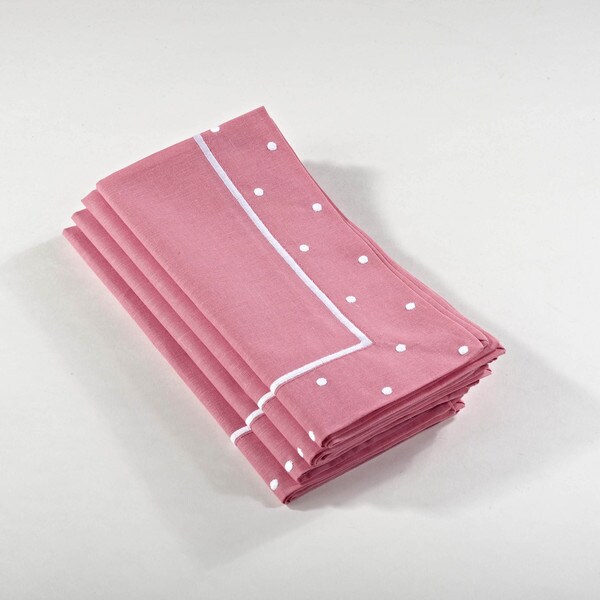 Embroidered Napkin with Dotted Border - set of 4
