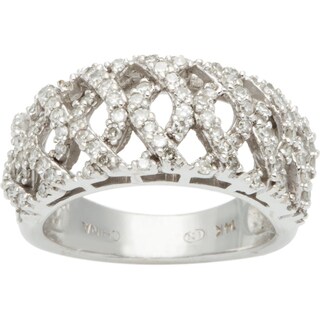 14k White Gold 1/3ct TDW Diamond Lattice Style Band Estate Ring (J-K, I1-I2)