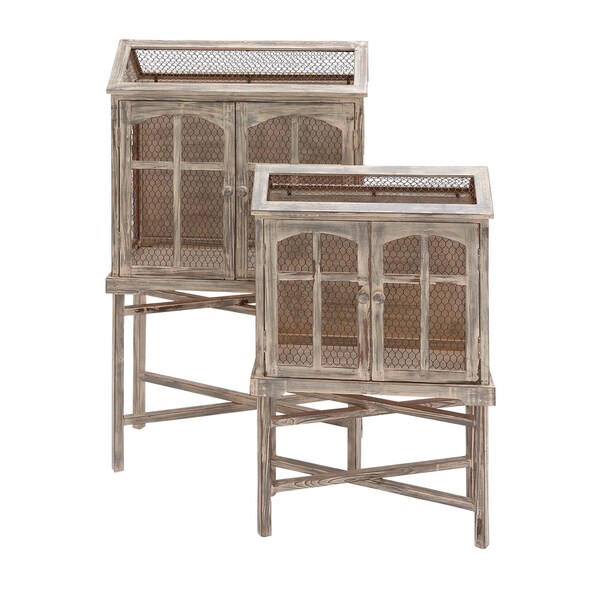 35-inch Wooden Metal Bird Cage (Set of 2)