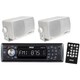 Pyle KTHSP310 In-dash Marine Bluetooth Detachable Face Receiver with Remote and 2 3.5-inch 200W Speakers