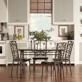Zella Bistro Faux Marble Top Metal Scroll 5-Piece Dining Set