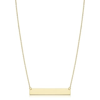 Fremada Yellow Gold High Polish Engraveable Bar Necklace