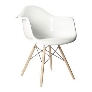 Retro Eames Style Molded Plastic Wood Eiffel Legs White Armchair (China)
