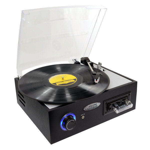 Pyle PTTC4U Turntable with Built-in Stereo Speakers/ MP3 Recording/ USB-to-PC/ Cassette Playback/ Battery (Refurbished)