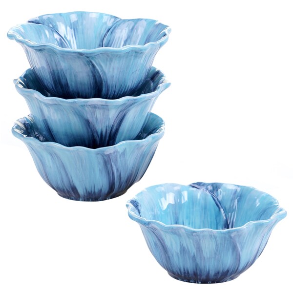 Certified International Tuileries Garden 3-D Poppy Ice Cream Bowl 5.5-inch x 2.25-inch (Set of 4)