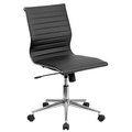 Mid-Back Armless Ribbed Upholsteleather Conference Chair