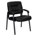 Black Leather Executive Side Chair with Titanium Frame Finish