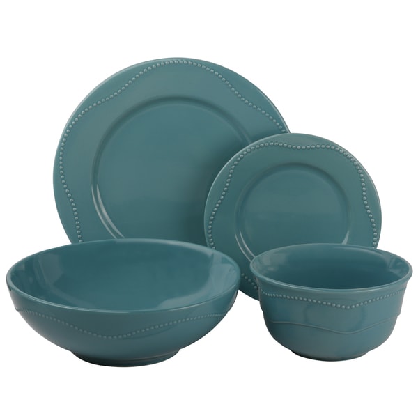 Vivo Teal Beaded 19-piece Dinner Set