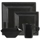 Vivo Black Beaded Square 16-piece Dinner Set