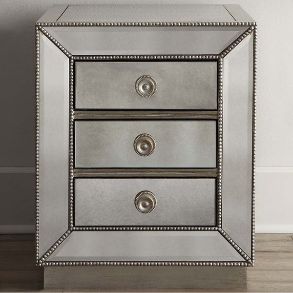 Currin Contemporary Mirrored 3Drawer Nightstand 17274536 Shopping Great