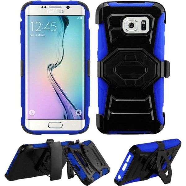 Insten Hard PC/  Silicone Dual Layer Hybrid Phone Case Cover with Holster For Samsung Galaxy S6 Edge