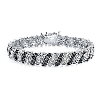 1ct TDW Diamond Bracelet With Black or Blue Diamond