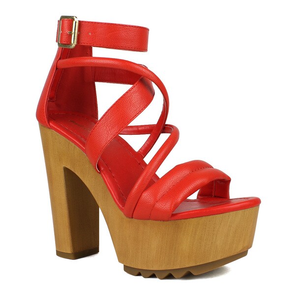 Mark and Maddux Women's Benjamin-10 Strappy Lug Sole Platform High Heel 