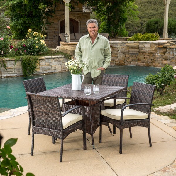 Christopher Knight Home Patterson Outdoor 5-piece Wicker Dining Set with Cushions