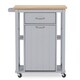 Baxton Studio Yonkers Contemporary Light Grey Kitchen Cart with Wood Top