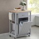Baxton Studio Yonkers Contemporary Light Grey Kitchen Cart with Wood Top