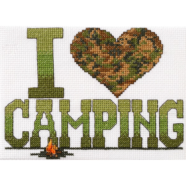 I Love Camping Mini Counted Cross Stitch Kit6.5inX4.75in 14 Count