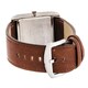 Fortune NYC Men's Silvertone Square Case Brown Leather Strap Watch