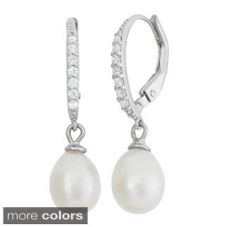 Gioelli Sterling Silver Freshwater Pearl Dangle Earrings (7-8mm)