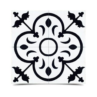 Pack of 12 Nador Black and White Handmade Cement and Granite 8-inch Floor and Wall Tile (Morocco)