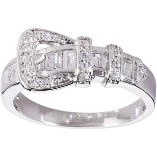 Simon Frank Silvertone 'Beautiful Light' CZ Buckle Ring
