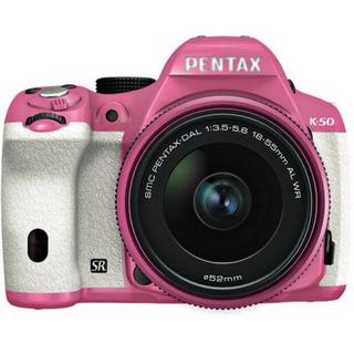 Pentax K-50 16MP DSLR Camera w/ 18-55mm f/3.5-5.6 WR Lens (Pink/White)