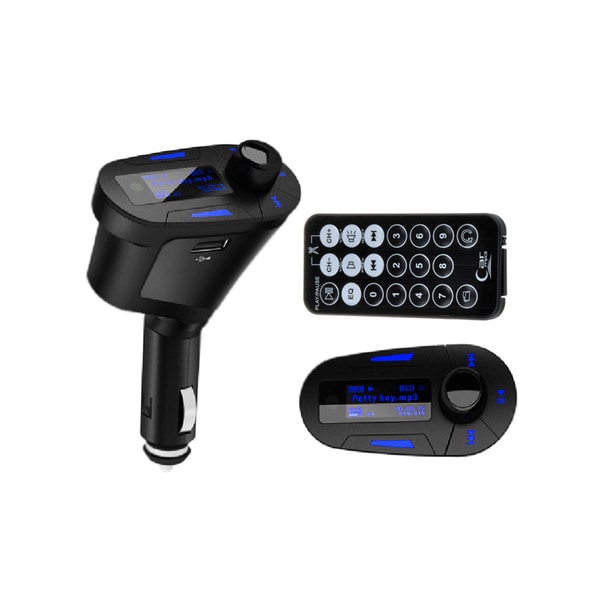 Patuoxun Blue Wireless LCD Display Car FM Transmitter with USB/ SD Card Ports and Remote
