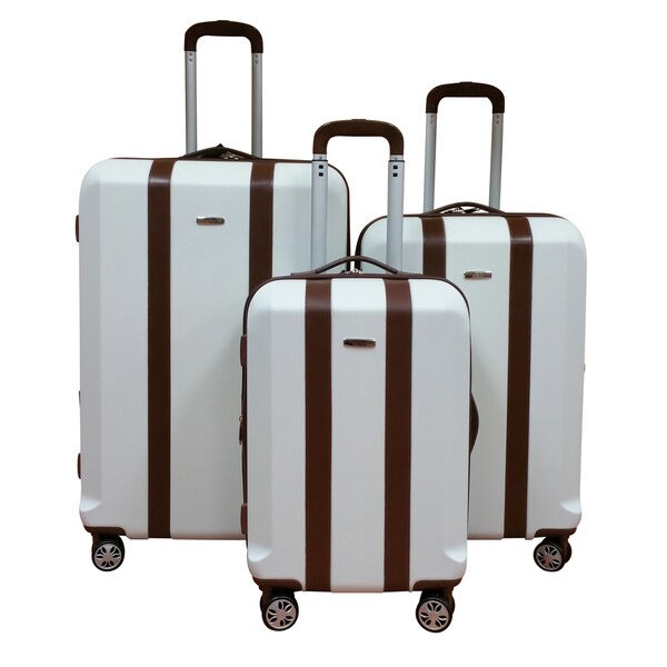 Chocolate New York White Lightweight 3Piece Hardside Spinner Luggage