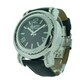Bling Master Men's Doble Stainless Steel Leather Strap Crystal Accent Watch