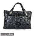 Mllecoco Genuine Leather Crocodile Textured Structured Handbag