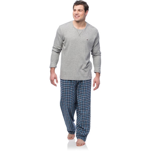 Tommy Hilfiger Men's Long Shirt with Danish Blue Plaid Pants