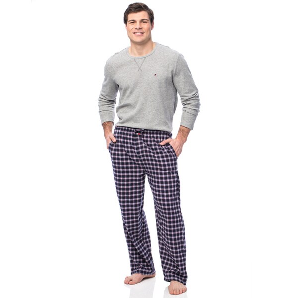 Tommy Hilfiger Men's Long Shirt with Deep Sea Plaid Pants