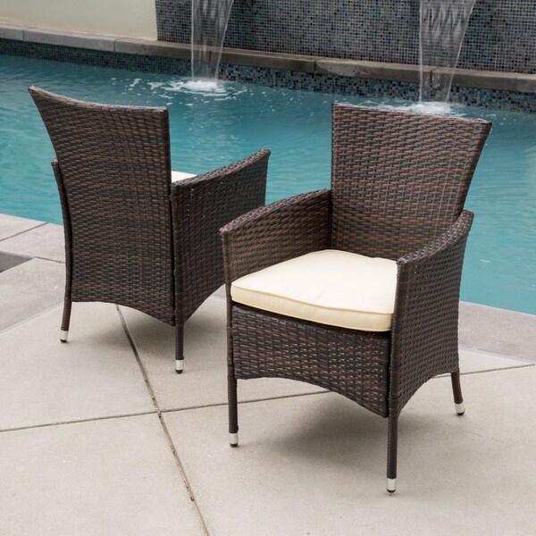 Christopher Knight Home Malta Outdoor Wicker Dining Chair with Cushions