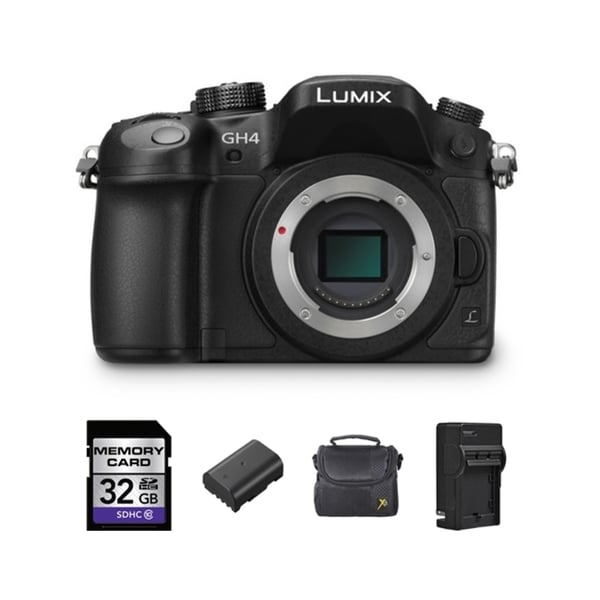 Panasonic Lumix DMC-GH4 4K Digital Camera with 2 Batteries and 32GB Card Bundle