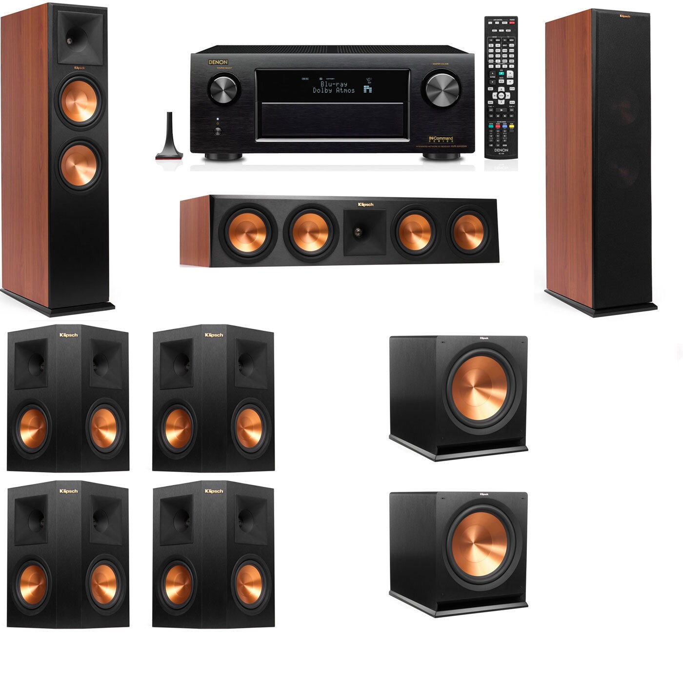 1Cheap Klipsch RP280F Tower Speakers CH7.2Denon AVRX4100W Home