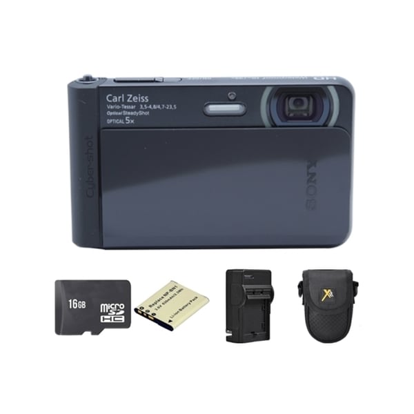 Sony Cybershot DSCTX30 Black Digital Camera with 2 Batteries and 16GB