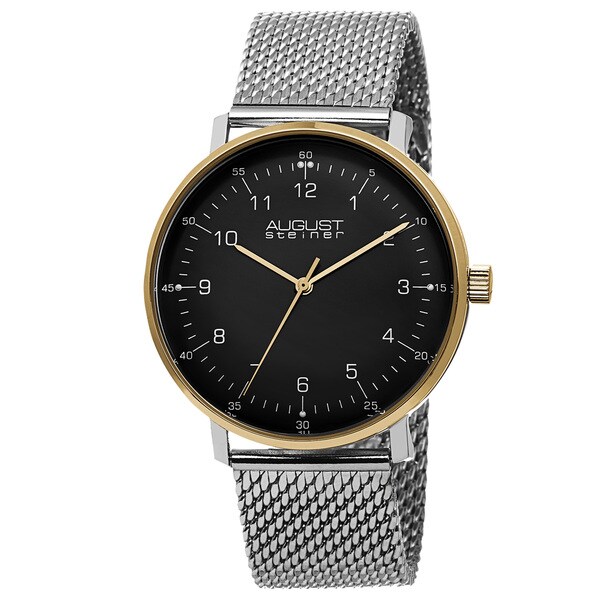 August Steiner Men's Swiss Quartz Mesh Stainless Steel Strap Watch