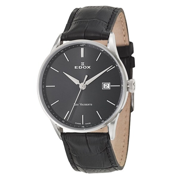 Edox Men's 'Les Vauberts' Stainless Steel Swiss Quartz   Watch