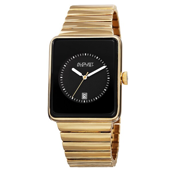August Steiner Men's Classic Rectangular Case Japanese Quartz Bracelet Watch