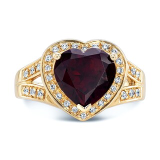 Estie G 14k Yellow Gold Garnet Heart-shaped Ring