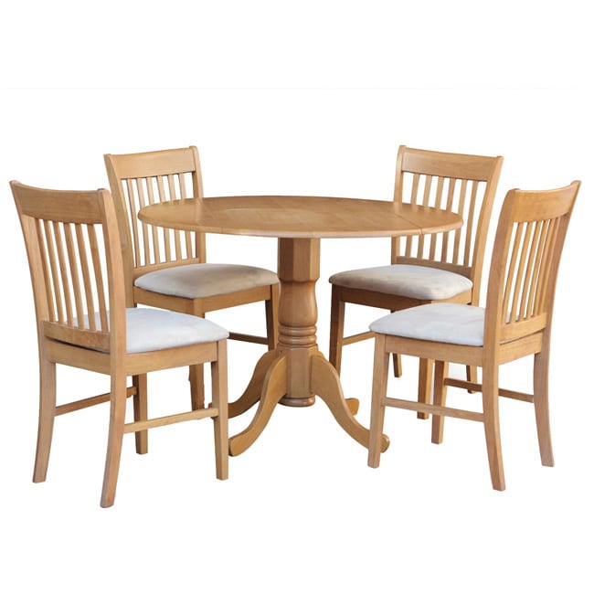 Oak Round Kitchen Table and 4 Chairs 5piece Dining Set  Overstock 