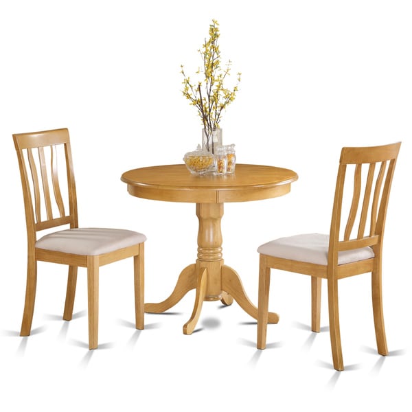 Oak Small Kitchen Table Plus 2 Chairs 3-piece Dining Set - 17325194