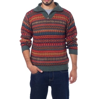 Men's Handcrafted Alpaca 'Mountain Sunset' Sweater (Peru)