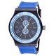 Zunammy Men's Blue Case & Ring / Blue & Black Rubber Strap Watch