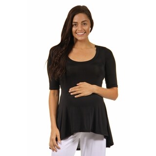 24/7 Comfort Apparel Women's High-low Elbow-length Maternity Tunic