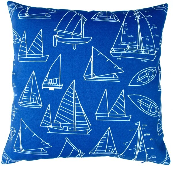 Artisan Pillows Indoor Outdoor 18 Inch Marine Blue Sail Boat