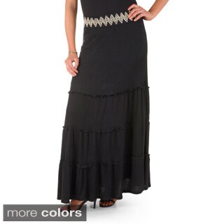 Timeless Comfort by Journee Women's Embroidered Waist Peasant Maxi Skirt