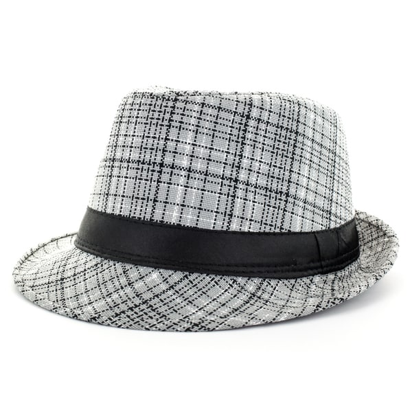 Faddism Men's Grey Plaid Fashion Fedora Hat