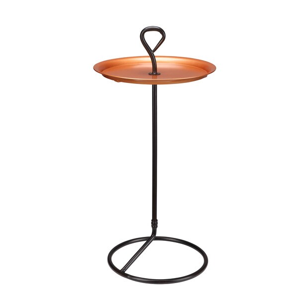 Aurelle Home Ringa Large Rose Goldtone Tray Stand Table