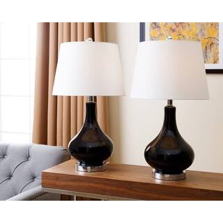 ABBYSON LIVING Luciana Black Glass Table Lamp (Set of 2)